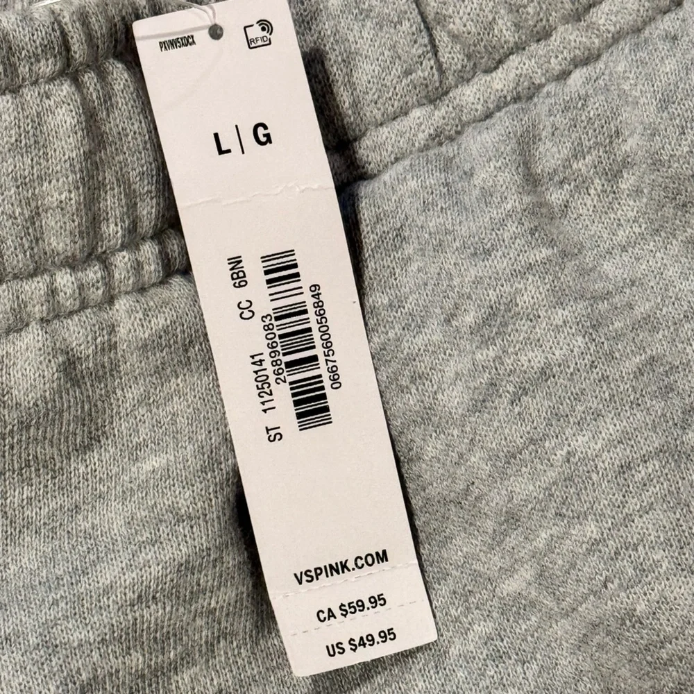 PINK Victoria's Secret Gray Joggers Black and White Stripes - Picture 9 of 11